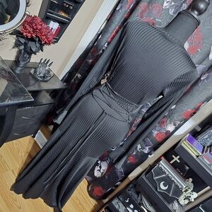 Black Ribbed Corset Back Maxi Dress, Medium